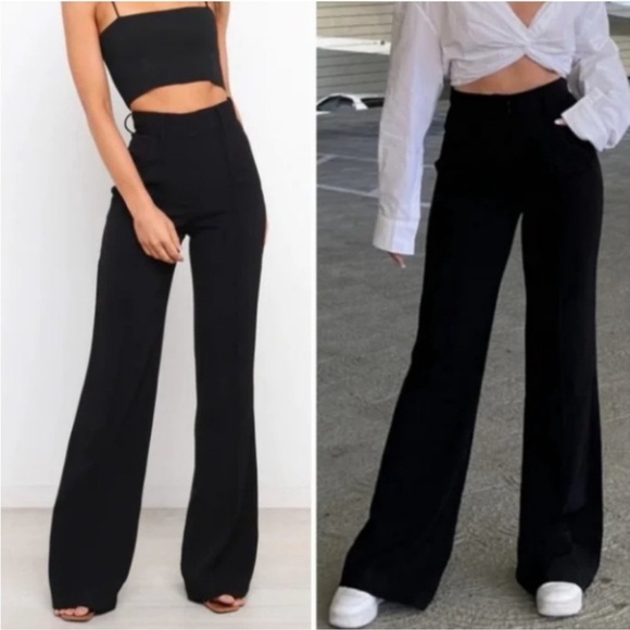NWT SNDYS Sunday the Label Women's Burland Pants High Waisted Wide Leg Flare - Picture 2 of 13